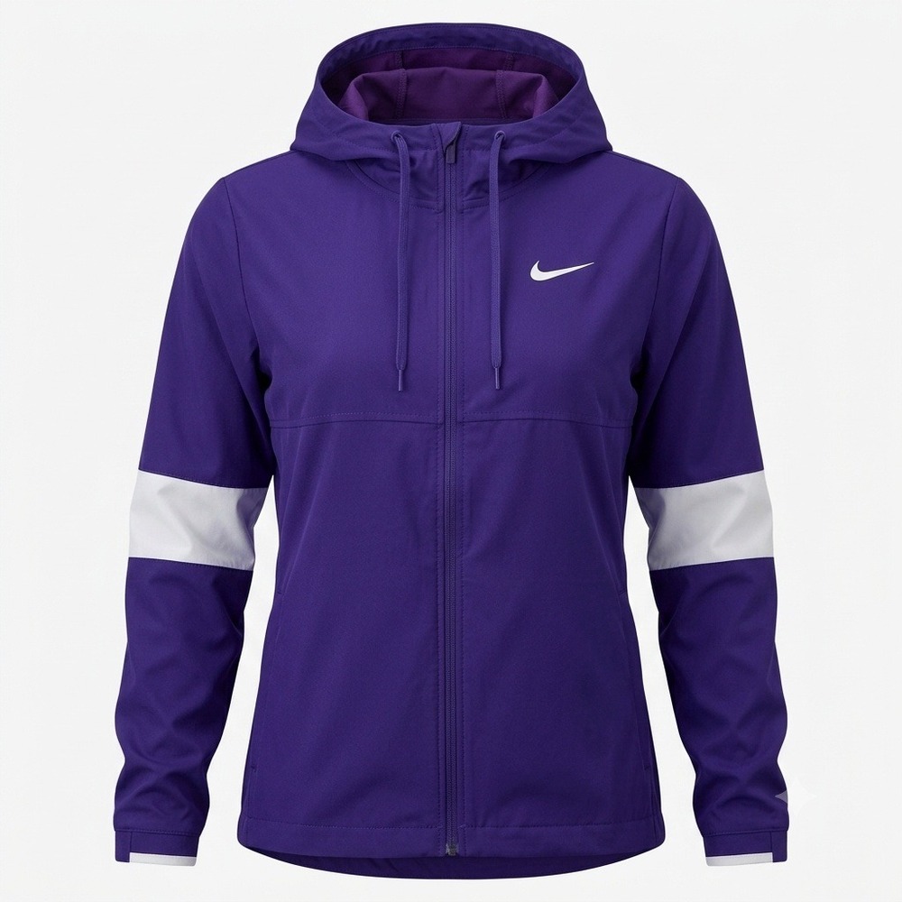 NWT Nike Dri-FIT Purple White Full Zip Lightweight Hooded Jacket Women L‎